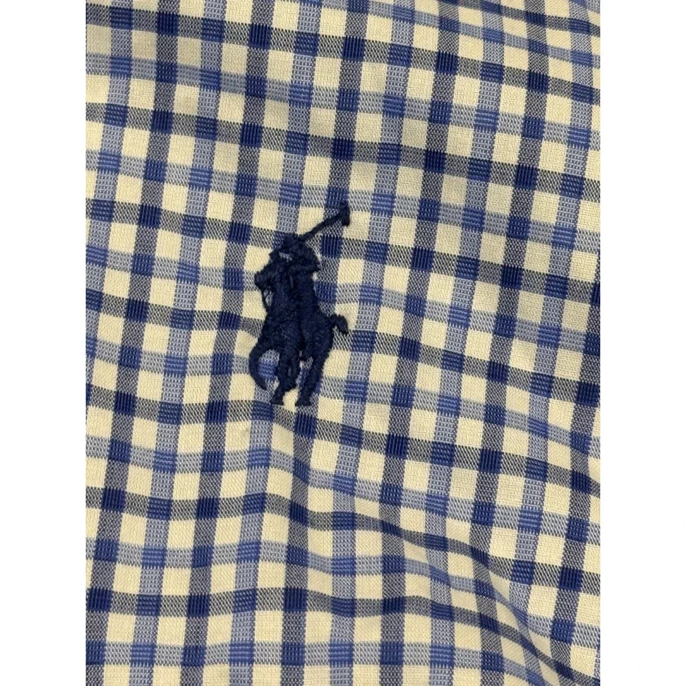 Polo Ralph Lauren Mens 16.5 34/35 Blue Gingham Classic Fit Easy Care Shirt